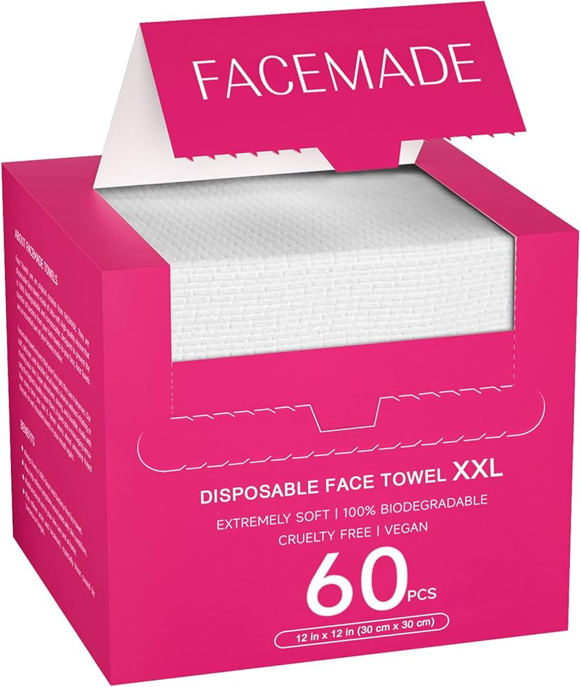60 Ct Disposable Face Towels XXL, Face Towelettes for Makeup and Clean, Super Soft and Thick Dry ... | Amazon (US)