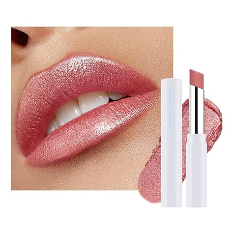 Champagne Shimmer Metallic Moisturizing Glow Plumping Lipstick Makeup, Lipstick with Metallic 3D ... | Amazon (US)