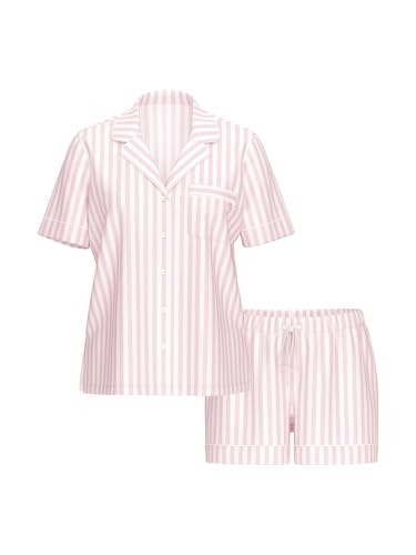 Victoria's Secret Modal Pajama Set, Short Sleeve Shirt and Shorts, Pajamas for Women, Iconic Stripe, M | Amazon (US)