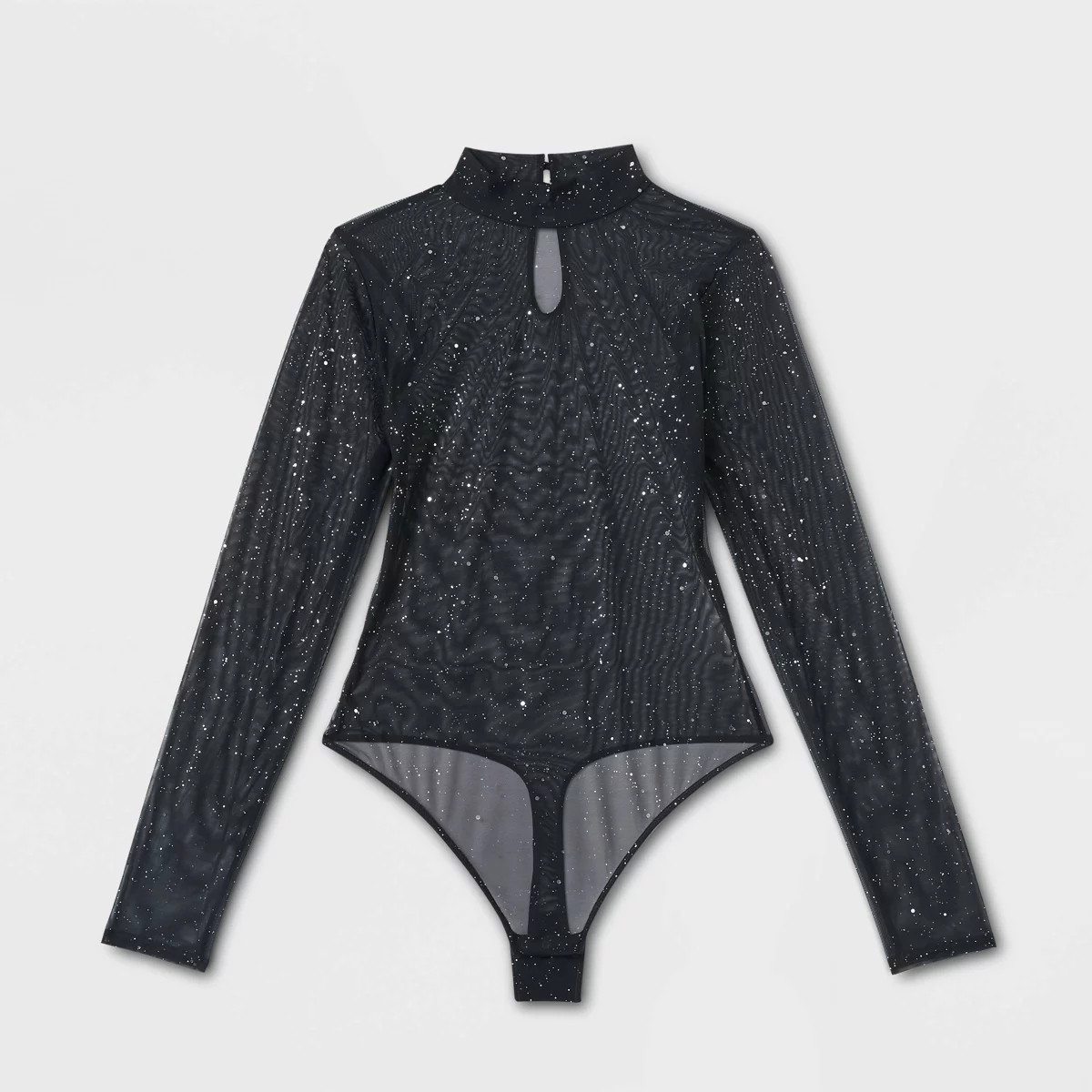 Women's Sequin Mesh Long Sleeve Lingerie Bodysuit - Auden™ Black | Target