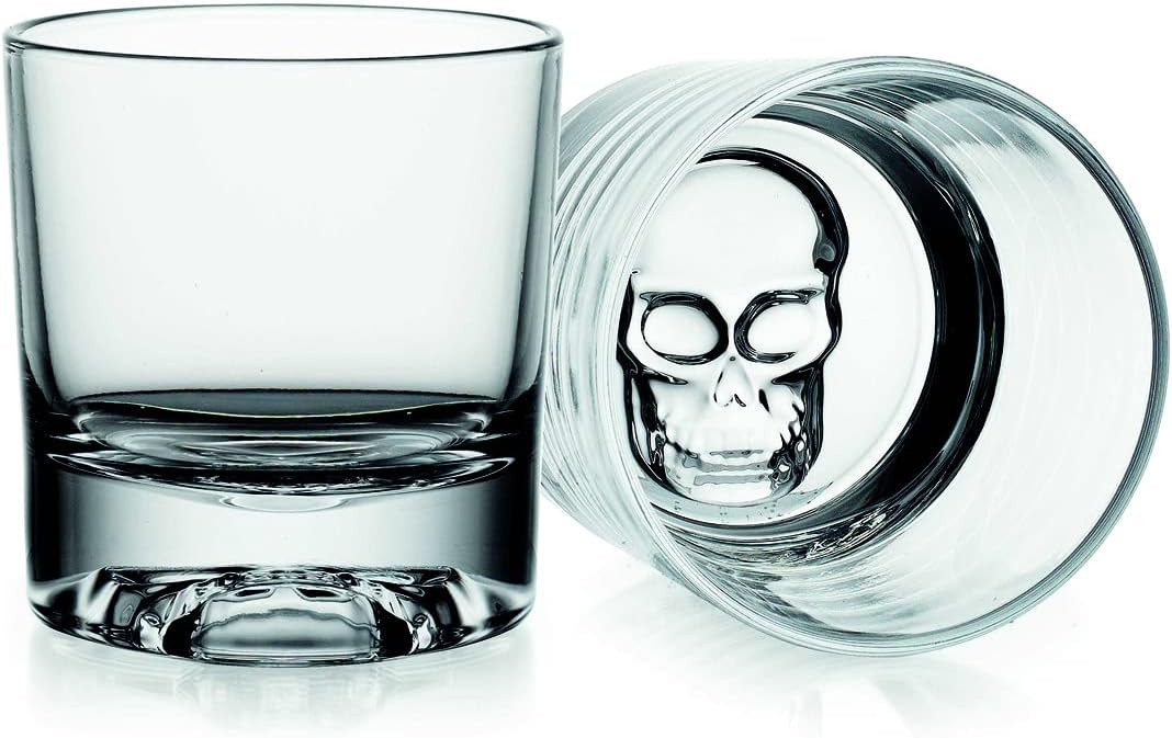 Godinger Skull Whiskey Glasses, Old Fashioned Whiskey Glasses, Skull Face Glass Cups, Drinking Gl... | Amazon (US)