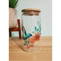 Beautiful Hummingbird Glass Tumbler, Iced Coffee Cup, Tea Glass, Design, Water | Etsy (US)