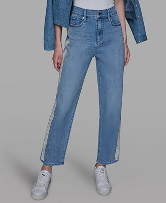 KARL LAGERFELD PARIS Petite Hotfix Detail Ankle Jeans - Macy's | Macy's