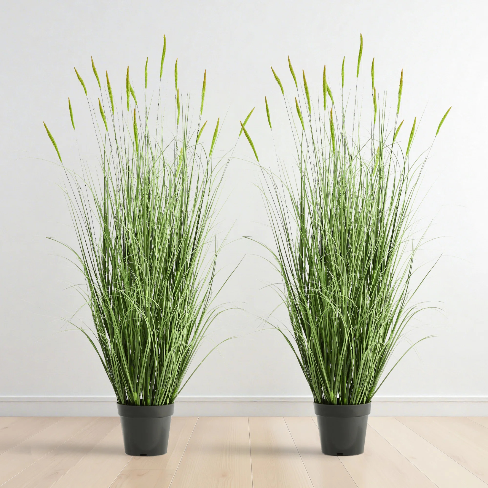 48in-4ft Artificial Horsetail Reed Grass with Green Spikes, 2-Pack Fake Potted Plant for Indoor O... | Wayfair North America