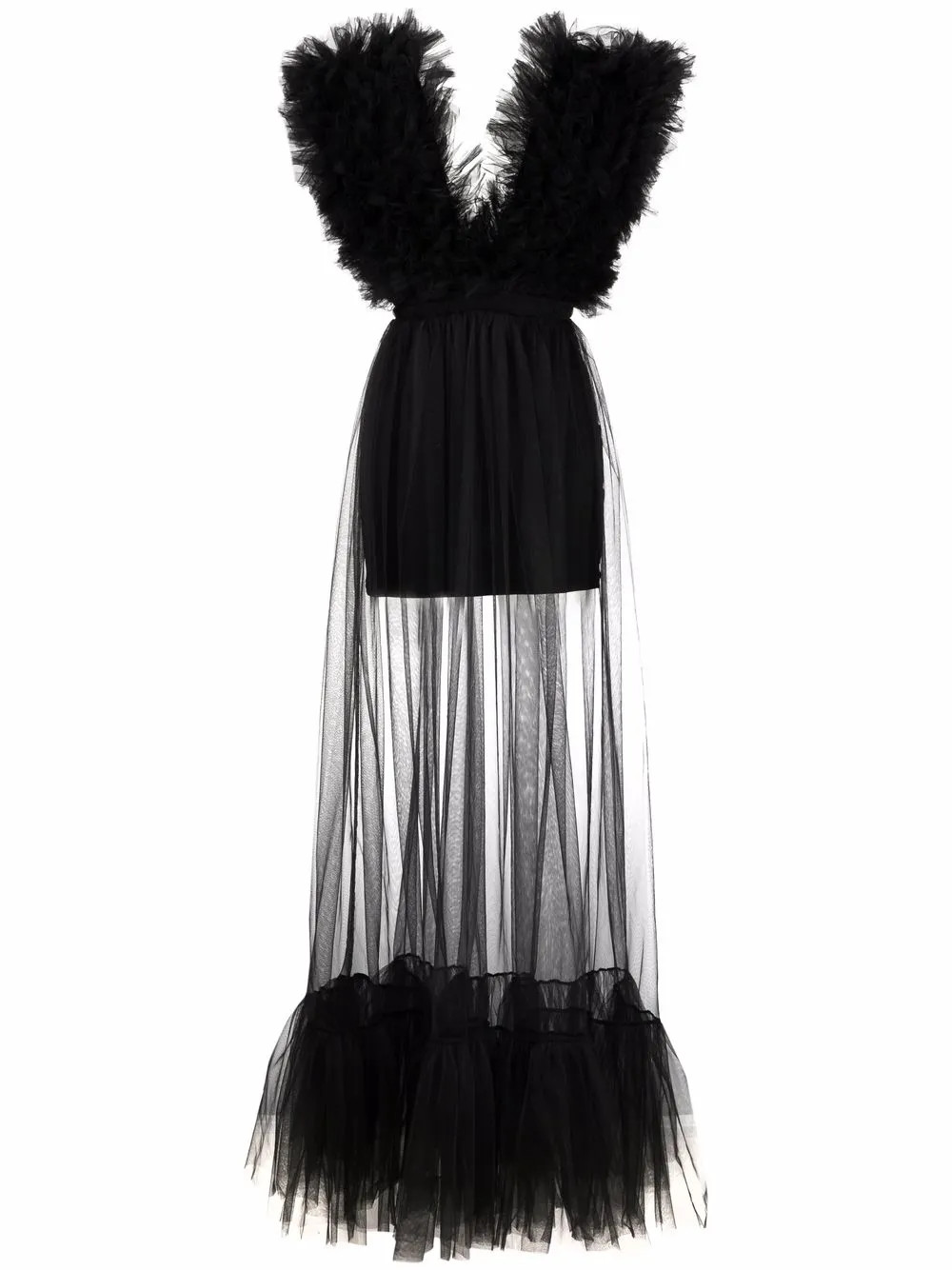 Alchemy x Lia Aram plunge-neck Tulle Floor Length Dress - Farfetch | Farfetch Global