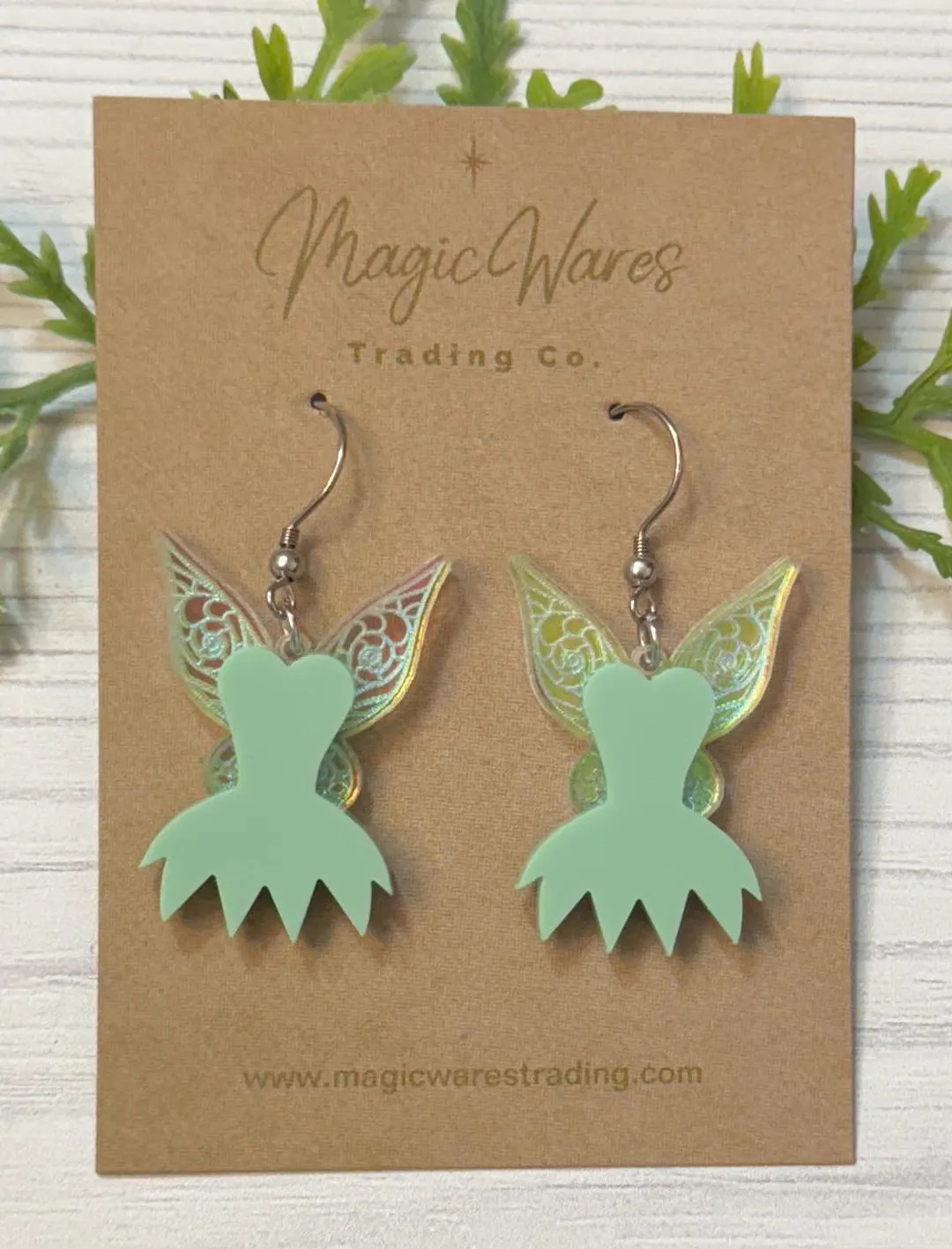 Iridescent Fairy Wing Dangle Earrings: Engraved Acrylic, Hypoallergenic Hooks - Etsy | Etsy (US)
