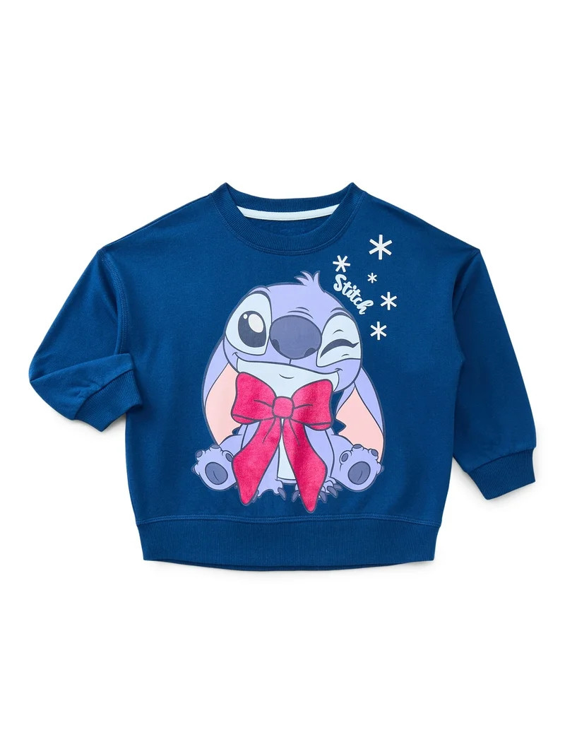 Disney Stitch Toddler Girls Holiday Graphic Sweatshirt, Sizes 12M-5T | Walmart (US)