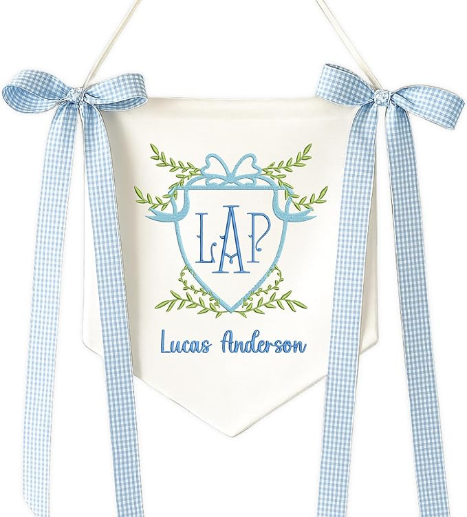 Embroidered Baby Name Sign Personalized Baby Announcement Sign Newborn Baby Banner with Bows Baby... | Amazon (US)