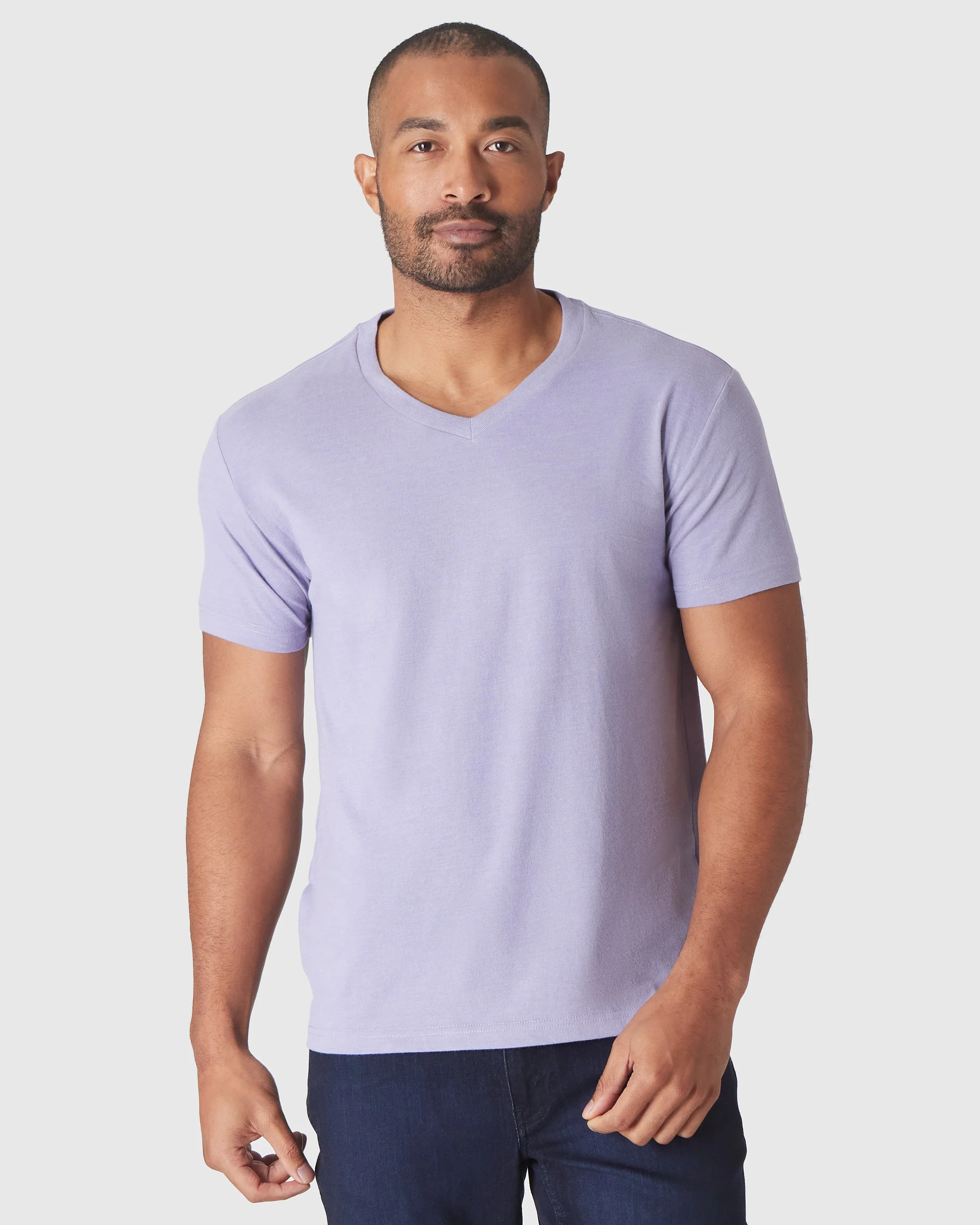 Heather Dark Orchid Short Sleeve Vee Neck T-Shirt | True Classic