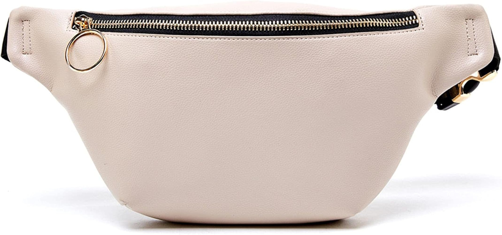 LIKE DREAMS Unisex Basic Premium Vegan Leather Ring Zipper Gold Buckle Strap Shoulder Bags Fanny Pac | Amazon (US)