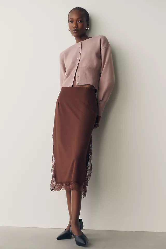 Lace Trim Midi Skirt | Anthropologie (US)