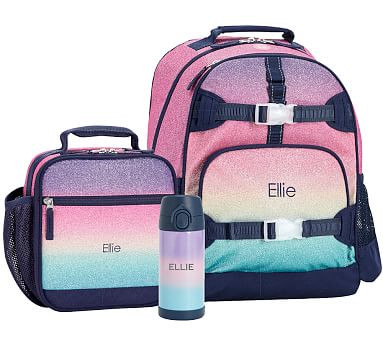 Mackenzie Rainbow Ombre Sparkle Glitter Backpack & Lunch Bundle, Set Of 3 | Pottery Barn Kids