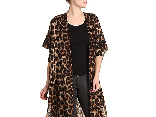 Do Everything In Love Cozy Leopard Kimono - Women's - Light Brown/Black | DSW