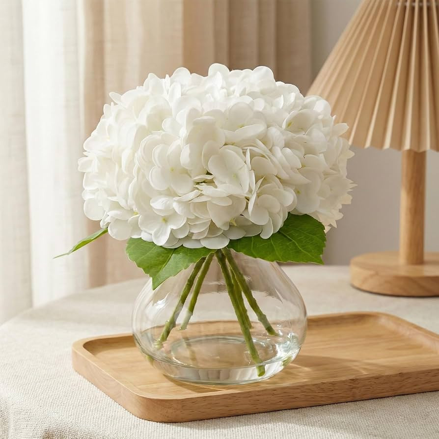 Real Touch Artificial Hydrangea in Vase,Premium Faux Flowers with Faux Water for Home Decoration,... | Amazon (US)