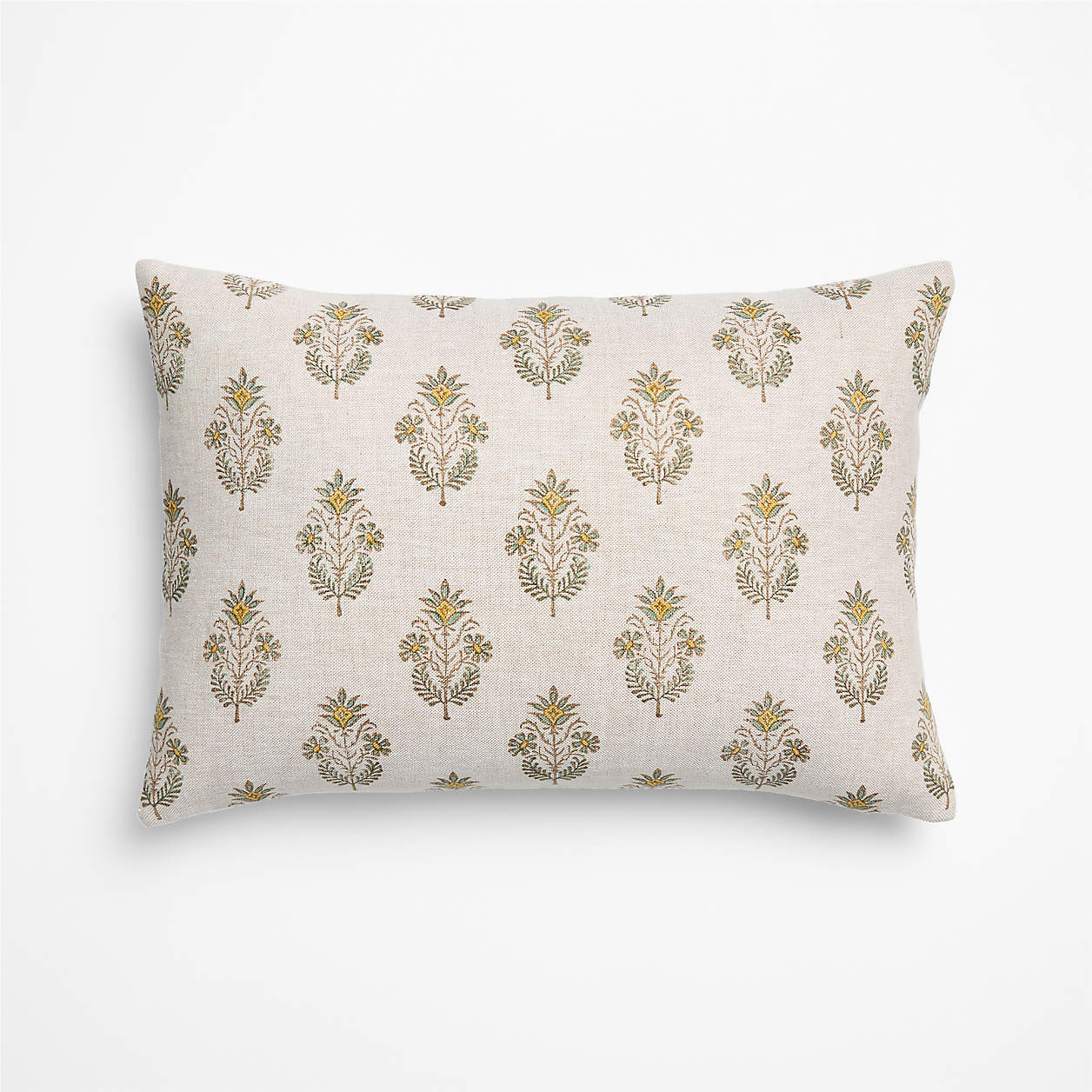 Vivonne Linen 22"x15" Moroccan Ocher Reversible Hand Printed Throw Pillow with Feather Insert | C... | Crate & Barrel