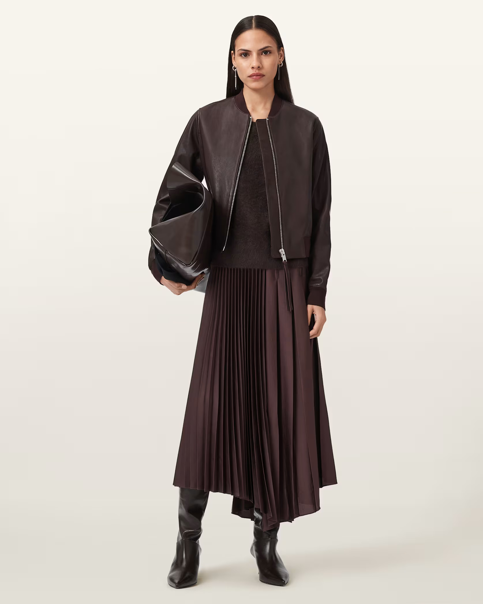 Orten Leather Bomber Jacket OXBLOOD RED | ALLSAINTS | AllSaints UK