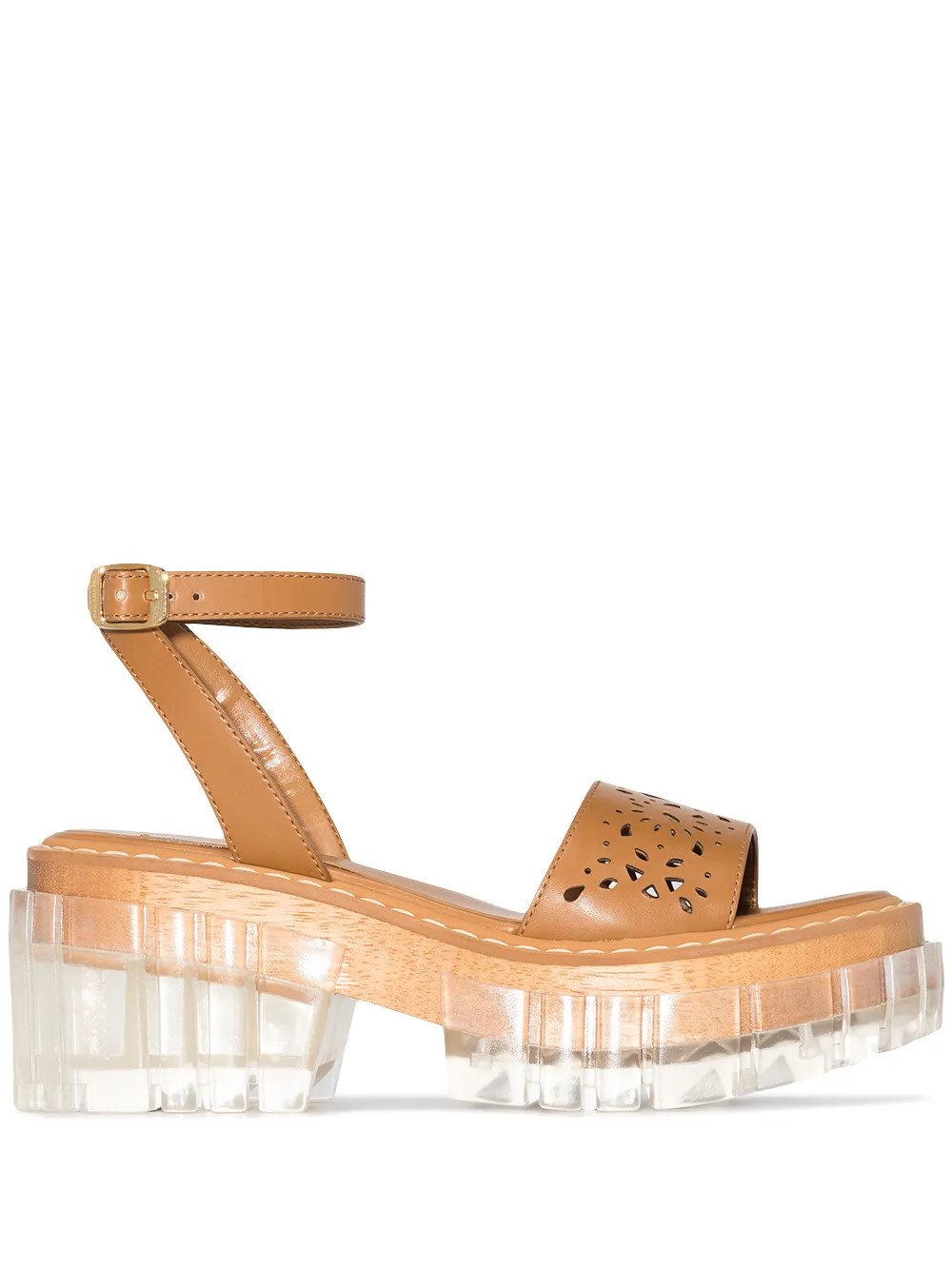 Emilie perforated-detail platform sandals | Farfetch Global