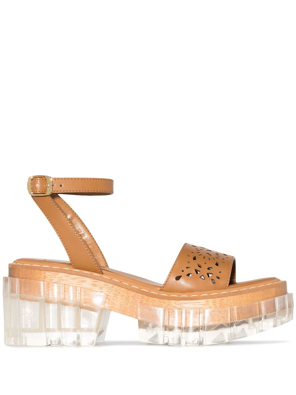 Emilie perforated-detail platform sandals | Farfetch Global