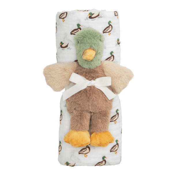 Mallard Swaddle And Rattle Set | Mud Pie