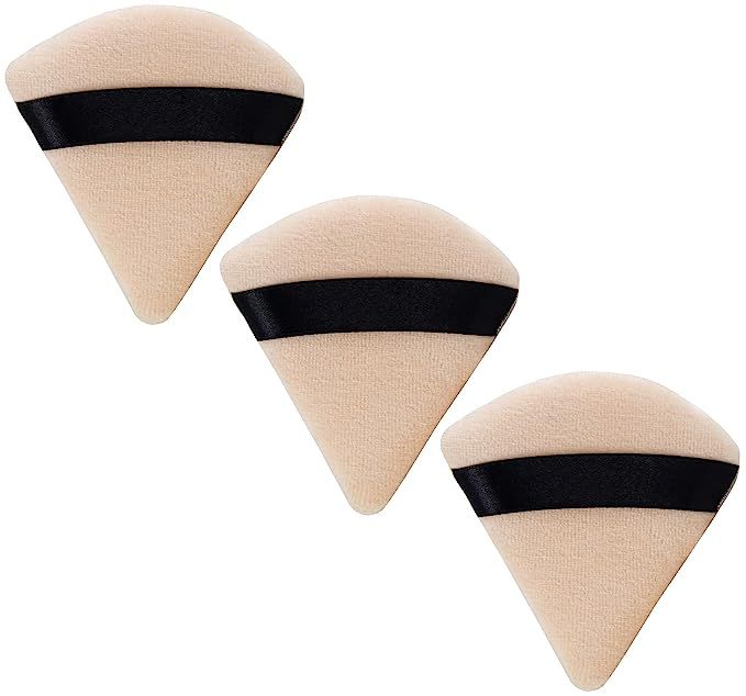 3-Pack Powder Puffs For Face Makeup, Made of Cotton Velour in Triangle Wedge Shape Designed for C... | Amazon (US)