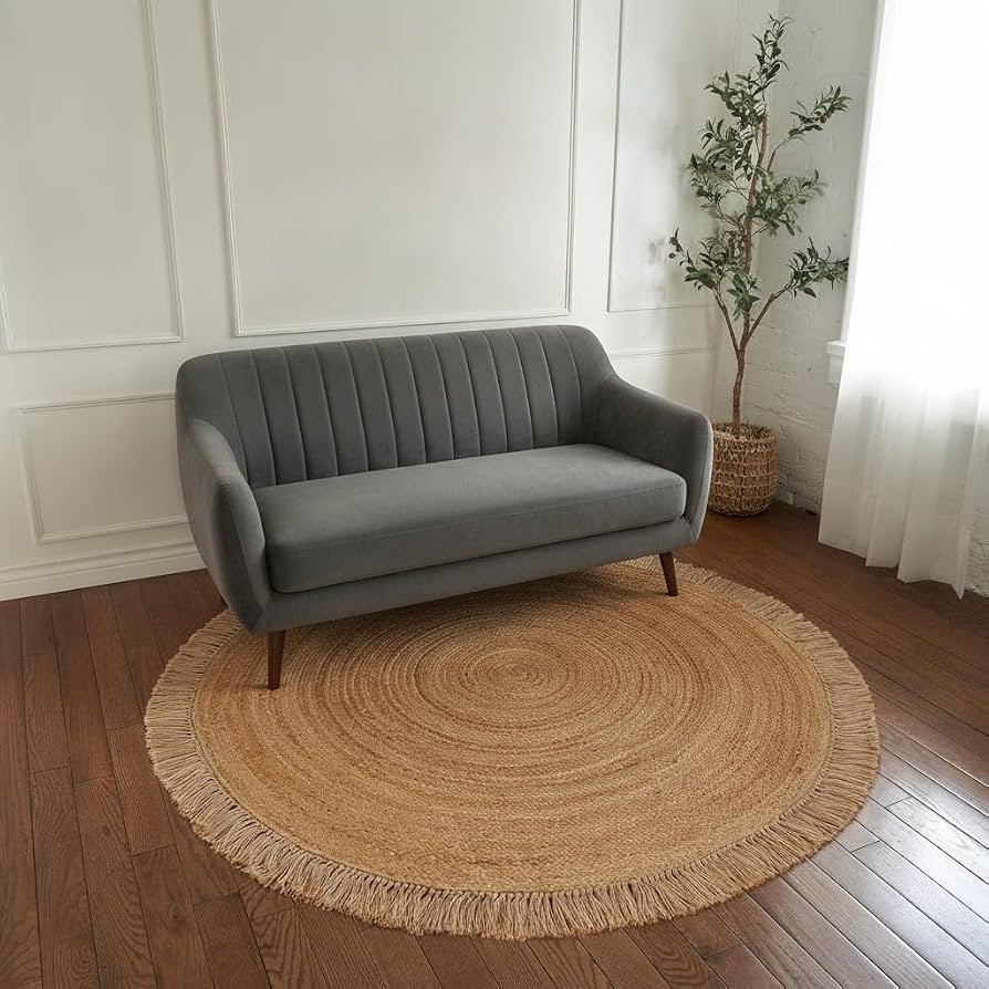 Hand Woven Jute Round Rug, Natural Reversible Boho Area Rug for Entryway, Kitchen, Living Room an... | Amazon (US)