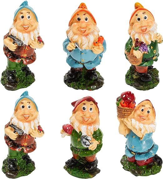 Juvale 4 Inch Miniature Garden Gnomes for Fairy Garden, Resin Figurines for Yard, Patio, Outdoor ... | Amazon (US)