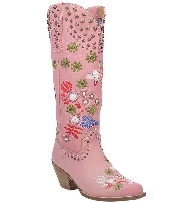 Poppy Floral Embroidered Studded Western Boots | Dillards