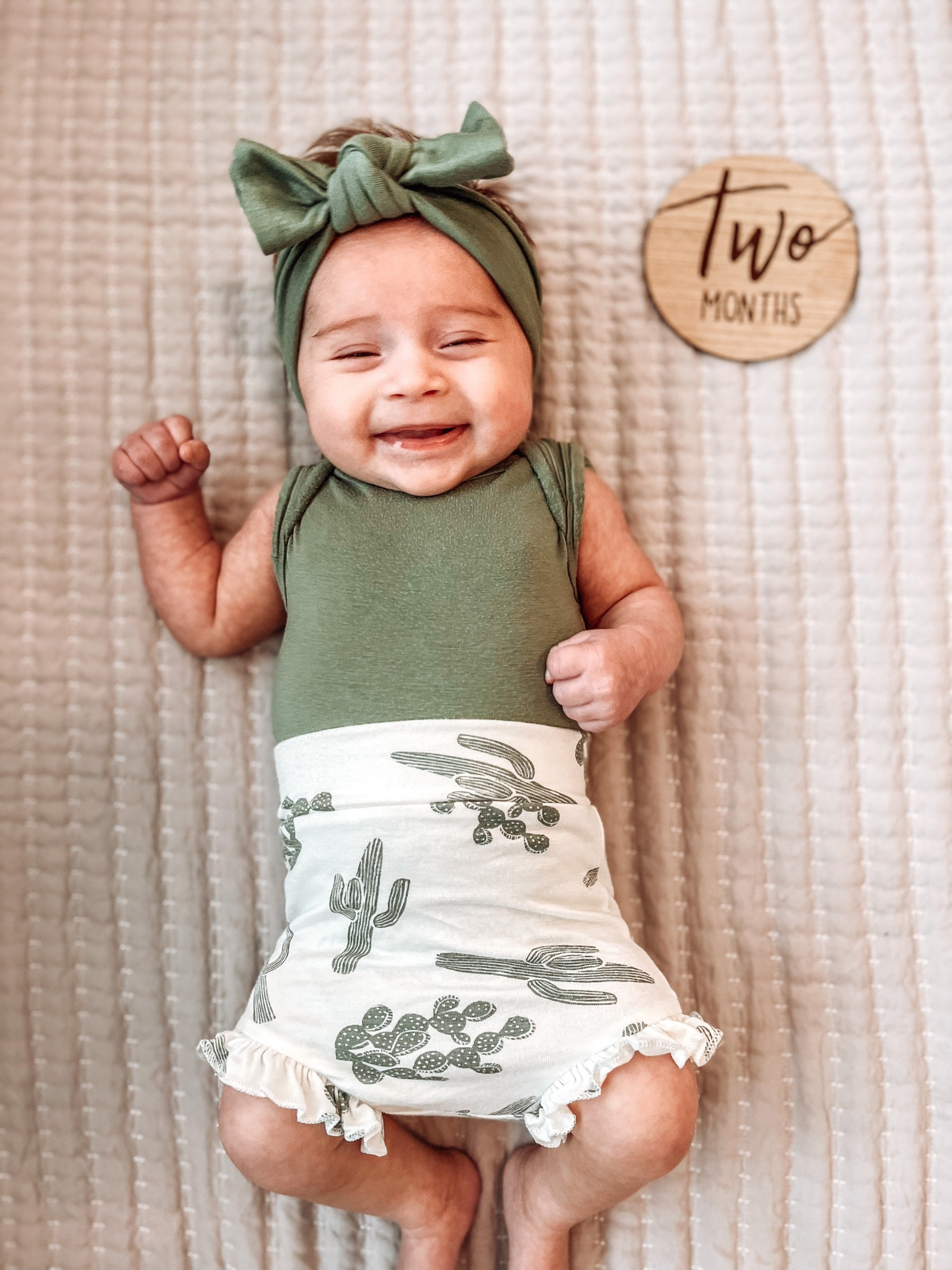 spearmint love baby cactus ruffle bloomers & green onesie and bow 🌵😍

#LTKbaby