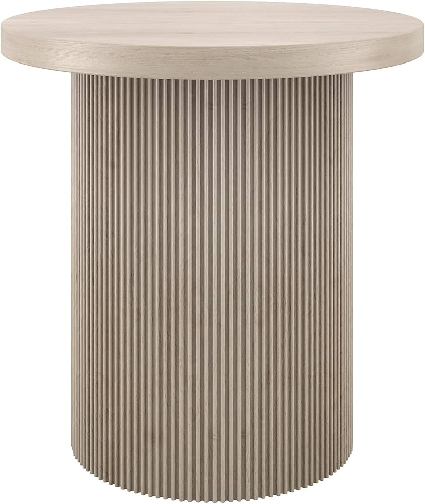 Henn&Hart 22'' Fluted Modern Wooden Round End Table, Ribbed Side Table, Nightstand for Living Roo... | Amazon (US)