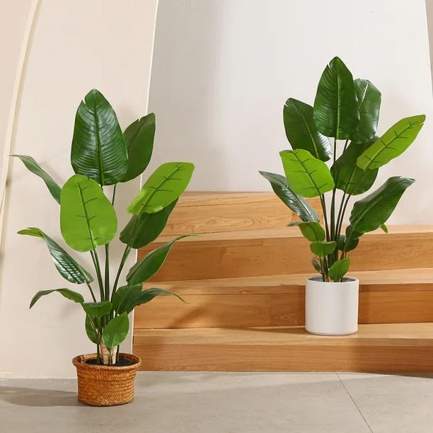 2 Pack 3 ft Artificial Bird of Paradise Plant, Tall Fake Plants, Fake Tree of 14 Leaves for Indoo... | Walmart (US)