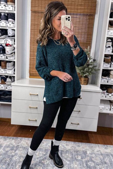 Walmart sweater. Sized up to large for length  