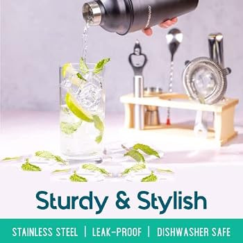 Mixology Bartender Kit with Stand | Silver Bar Set Cocktail Shaker Set for Drink Mixing - Bar Too... | Amazon (US)