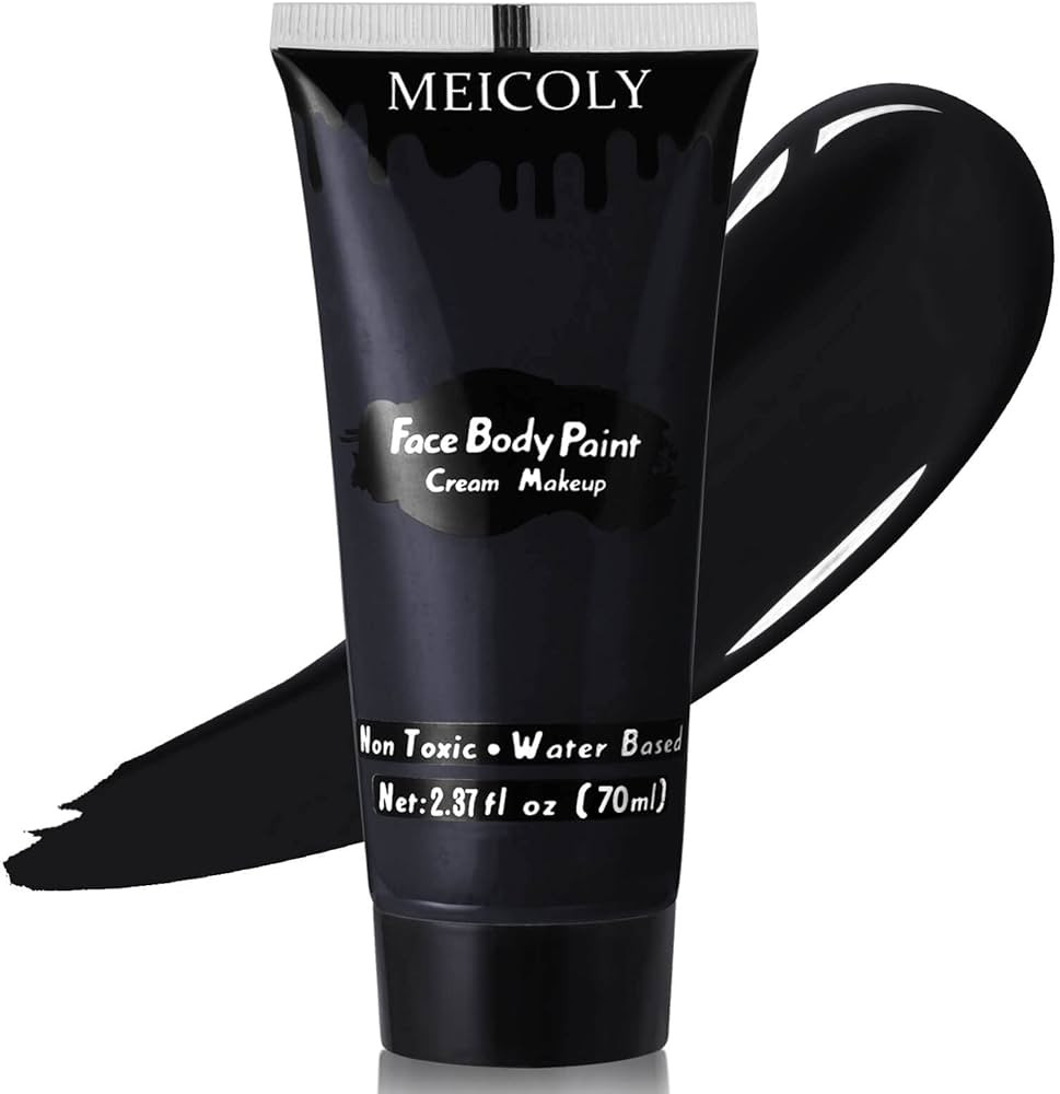 MEICOLY Black Cream Face Body Paint, 2.37Oz Large Tube Water Based Clown Black Makeup,Body Paint ... | Amazon (US)