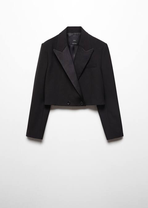 Satin-detailed cropped jacket -  Women | Mango United Kingdom | MANGO (UK)