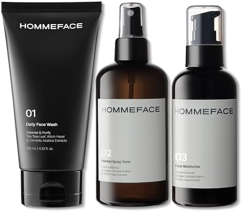 HommeFace Men’s Daily Trio 3-Step Daily Routine Set with Face Wash, Herbal Spray Toner & Moistu... | Amazon (US)