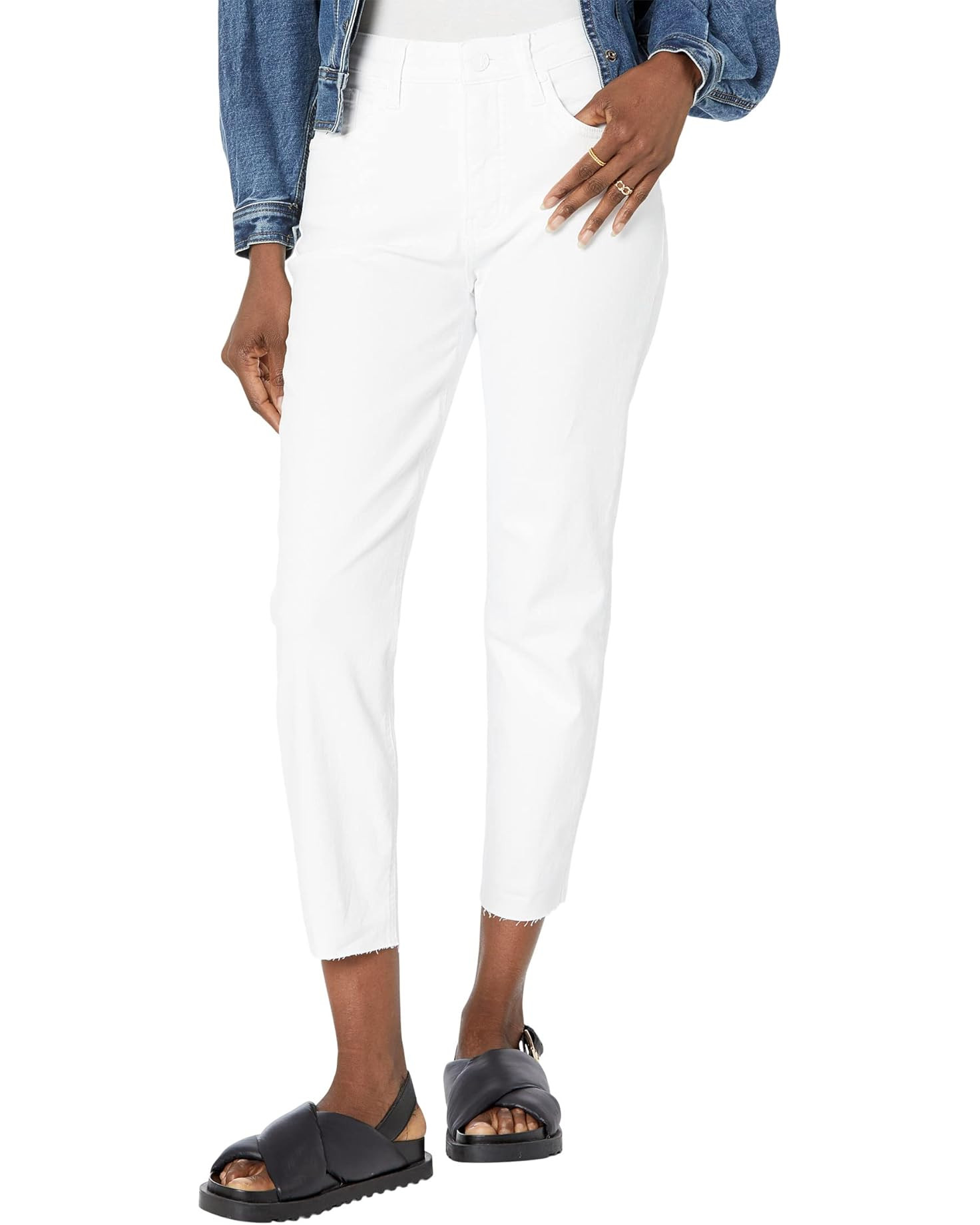 Rachael High-Rise Fab AB Mom Raw Hem in Optic White | Zappos