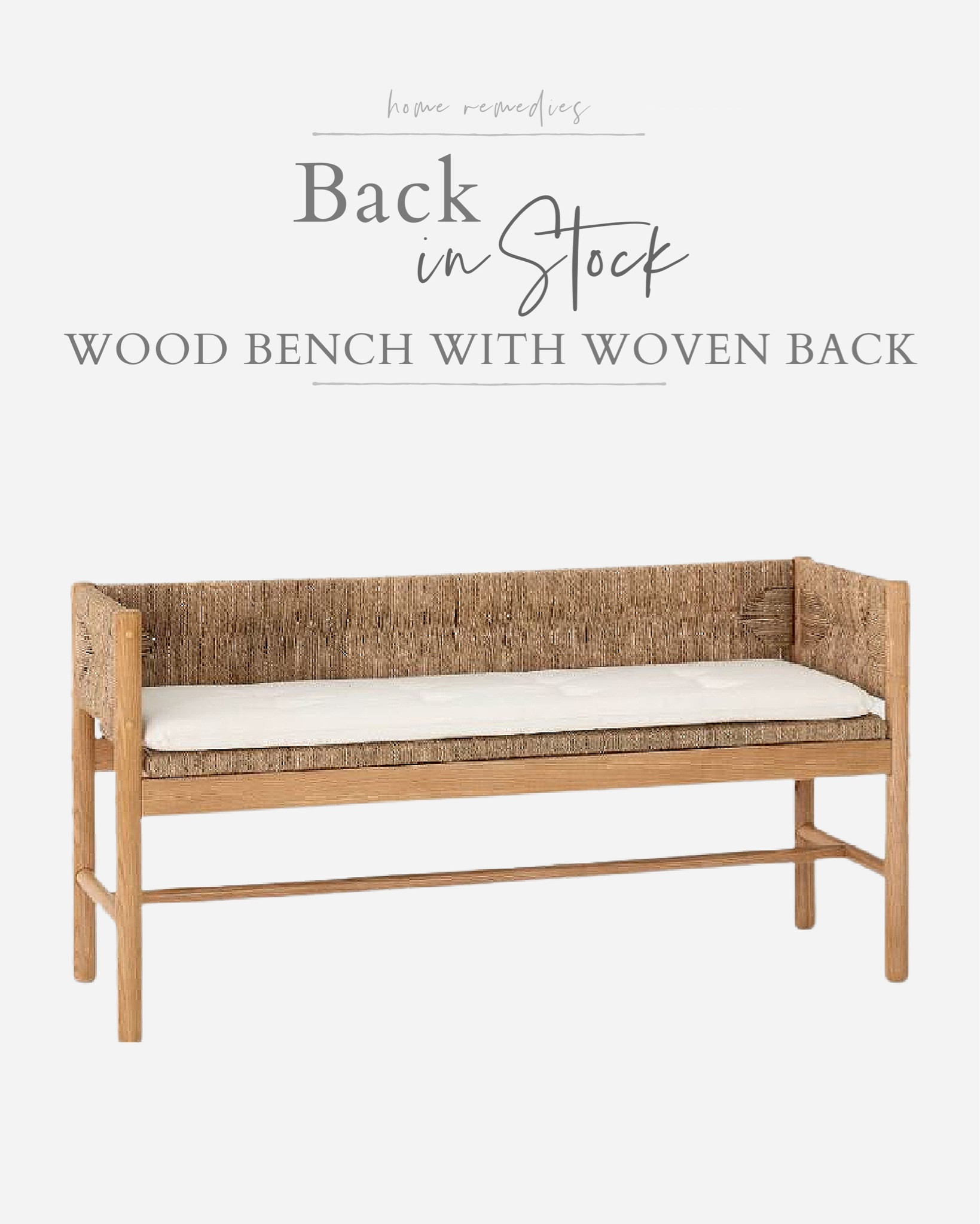 Elden Wood Bench with Woven Back … curated on LTK