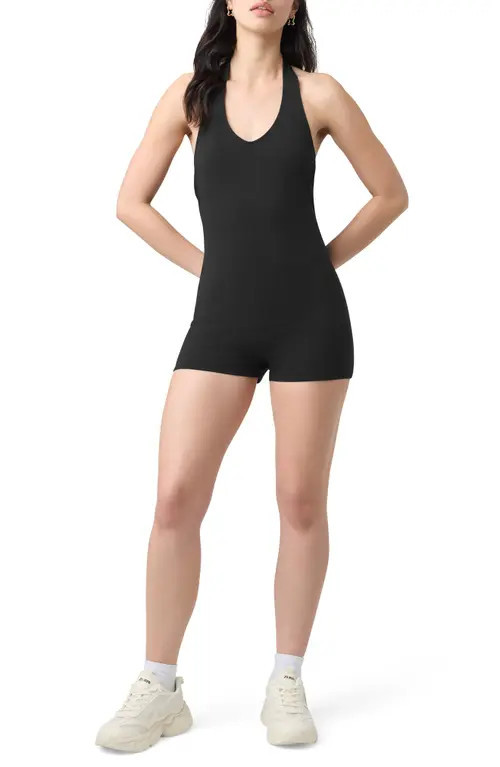 Florence by Mills Halter Terry Romper in Black at Nordstrom, Size Xx-Small | Nordstrom