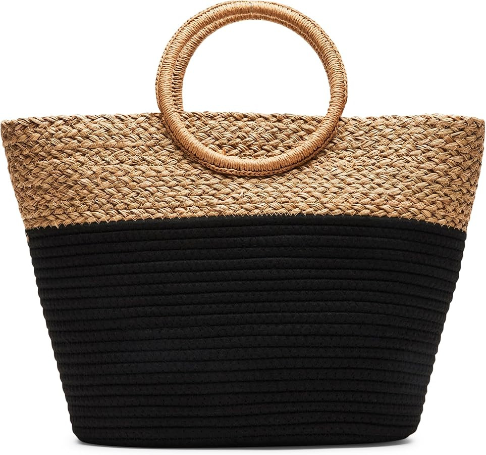 Steve Madden Bbarts Colorblock Tote, Natural Raffia | Amazon (US)