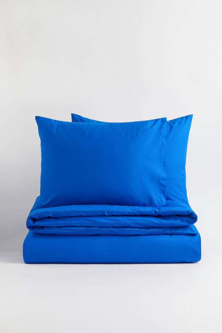 Cotton King/Queen Duvet Cover Set - Bright blue - Home All | H&M US | H&M (US + CA)