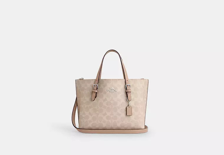 Coach Outlet Mollie Tote Bag 25 In Signature Canvas - Beige, Size: Medium | Coach Outlet US