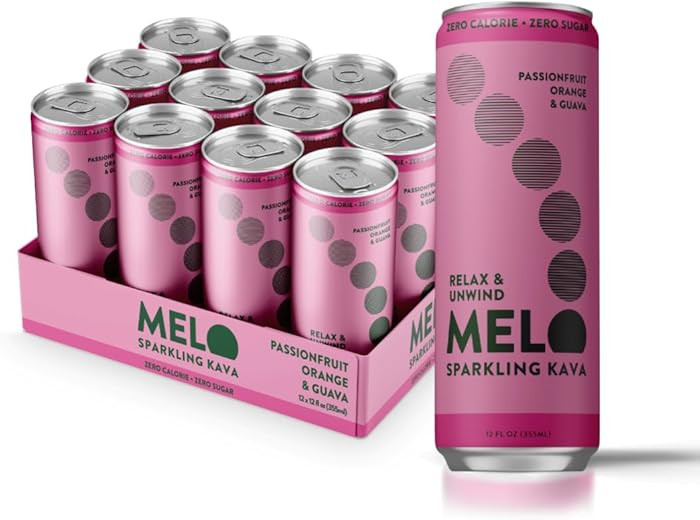 Melo Sparkling Kava Drink, Passionfruit Orange & Guava, Non-Alcoholic, Sugar Free, Zero-Calorie T... | Amazon (US)