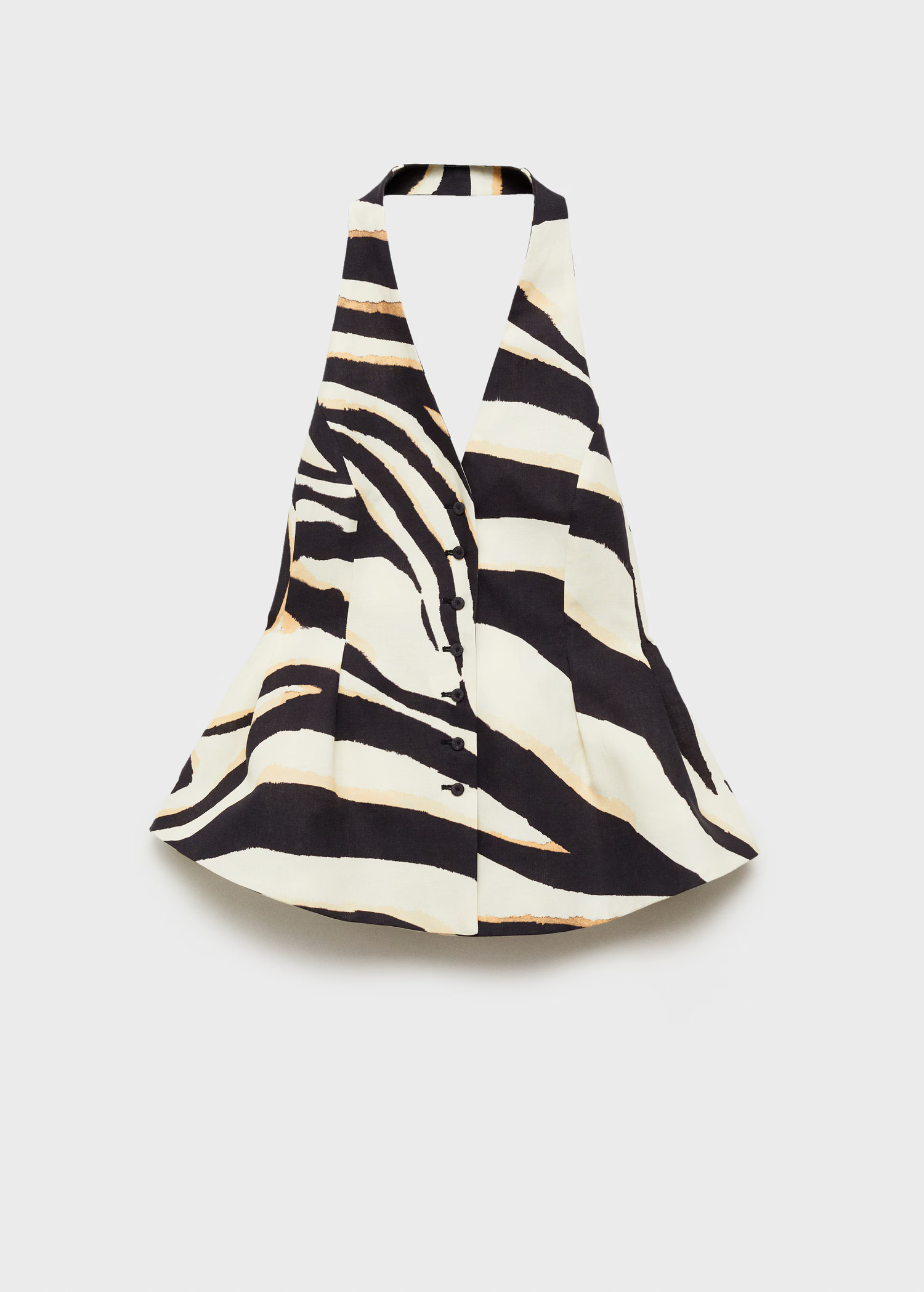 Zebra-print linen-blend vest | Mango (US/MX/AU)