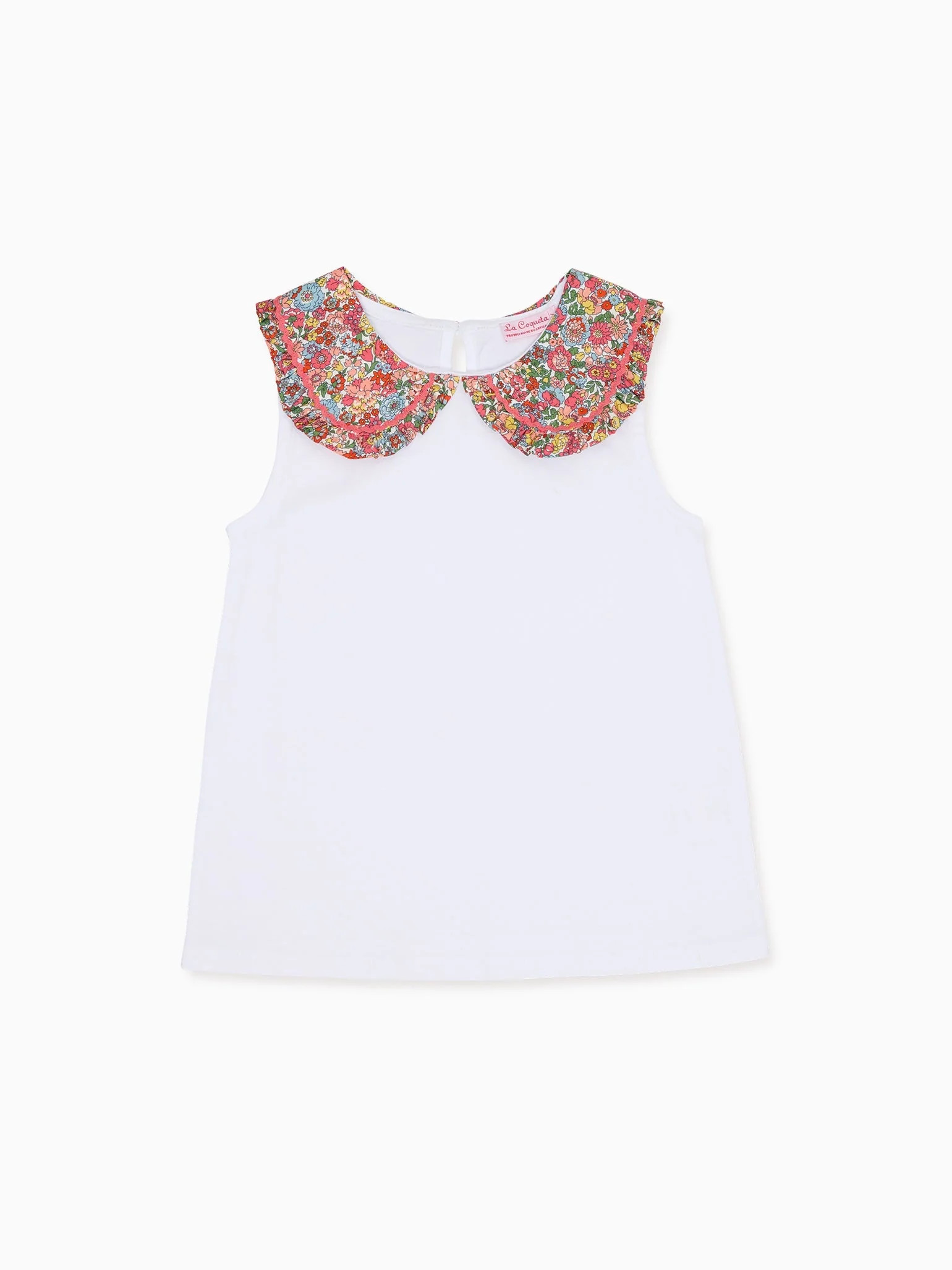 Coral Floral Florentina Girl Made With Liberty Fabric Top | La Coqueta (US)