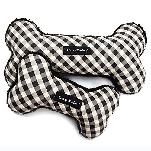Harry Barker Black Gingham Bone Canvas Dog Toy, Large | Amazon (US)