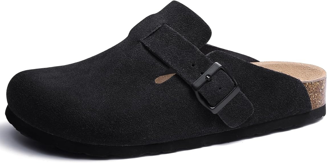 Asgard Women's Suede Clog Leather Mules Arch Support Potato Shoes with Comfort Cork Footbed - Wid... | Amazon (US)