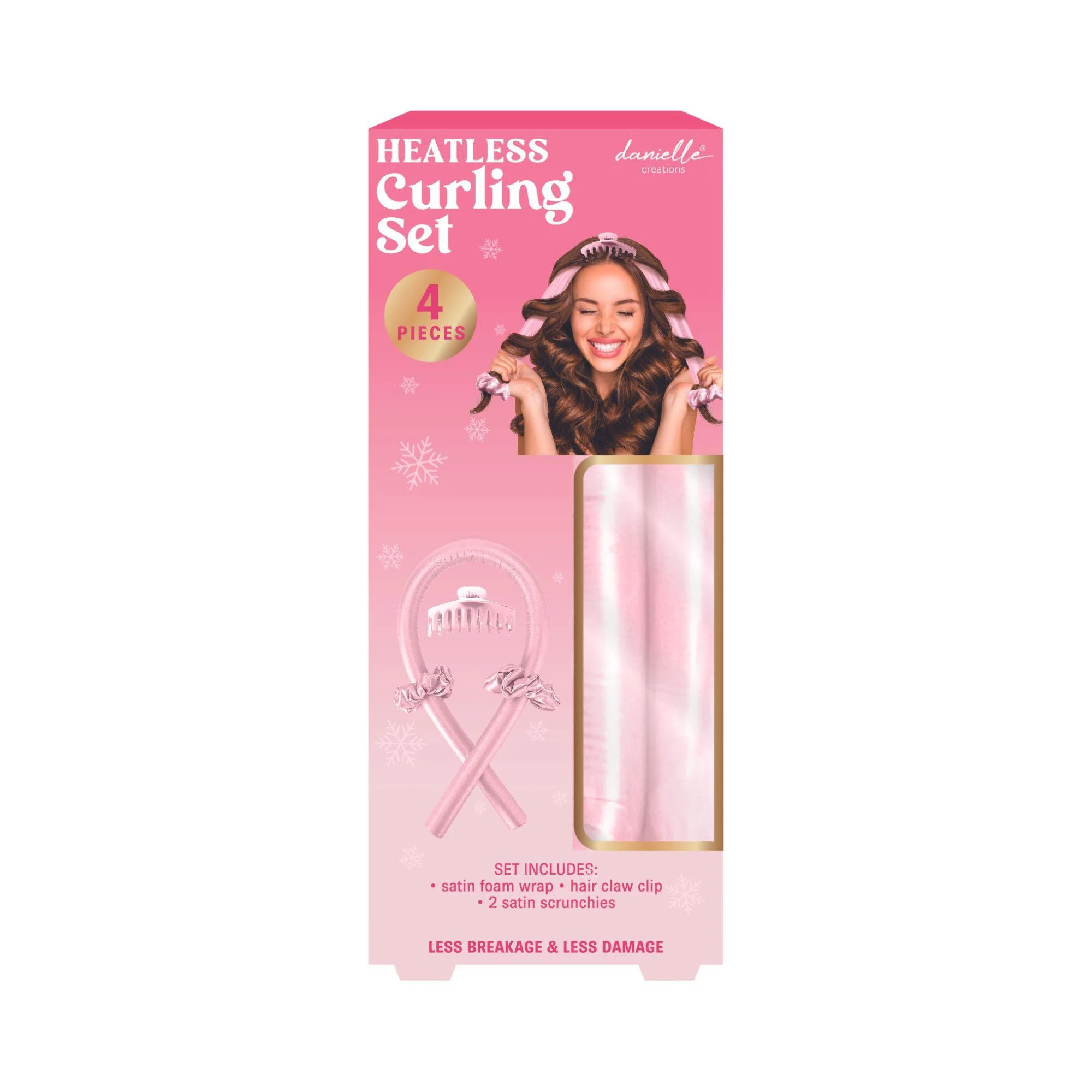 Danielle Creations Heatless Satin Hair Set, 4pc, Pink | Walmart (US)