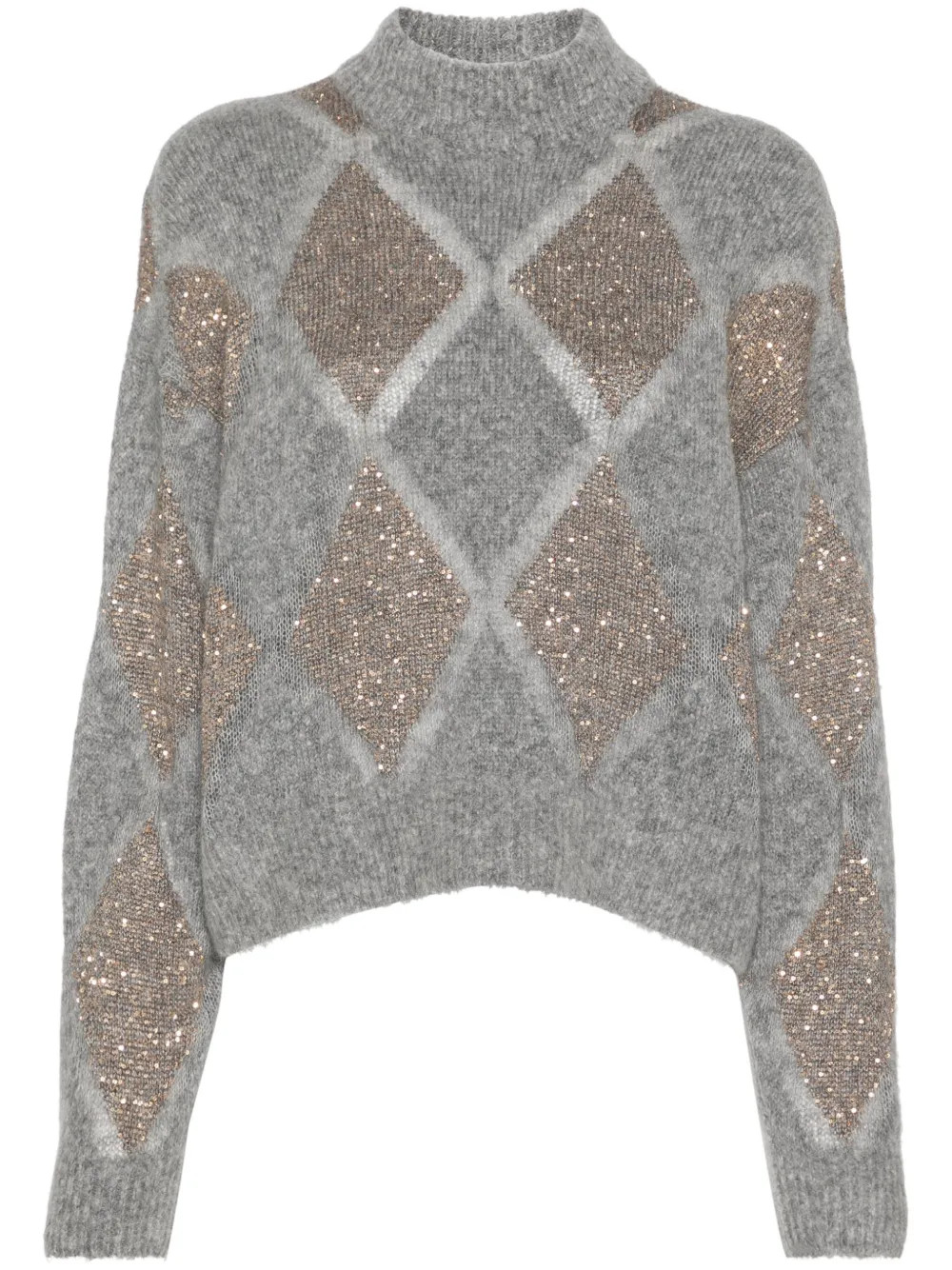 Brunello Cucinelli argyle-check Sweater | Grey | FARFETCH DE | Farfetch Global