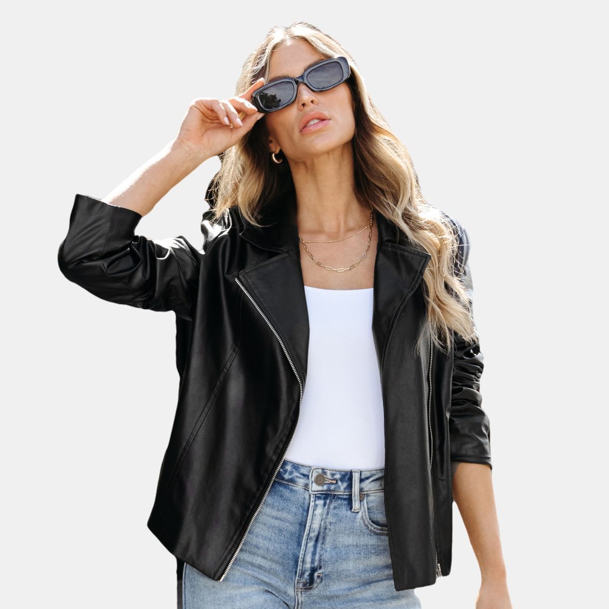 Women's Faux Leather Zip-Up Moto Jacket - Cupshe | Target
