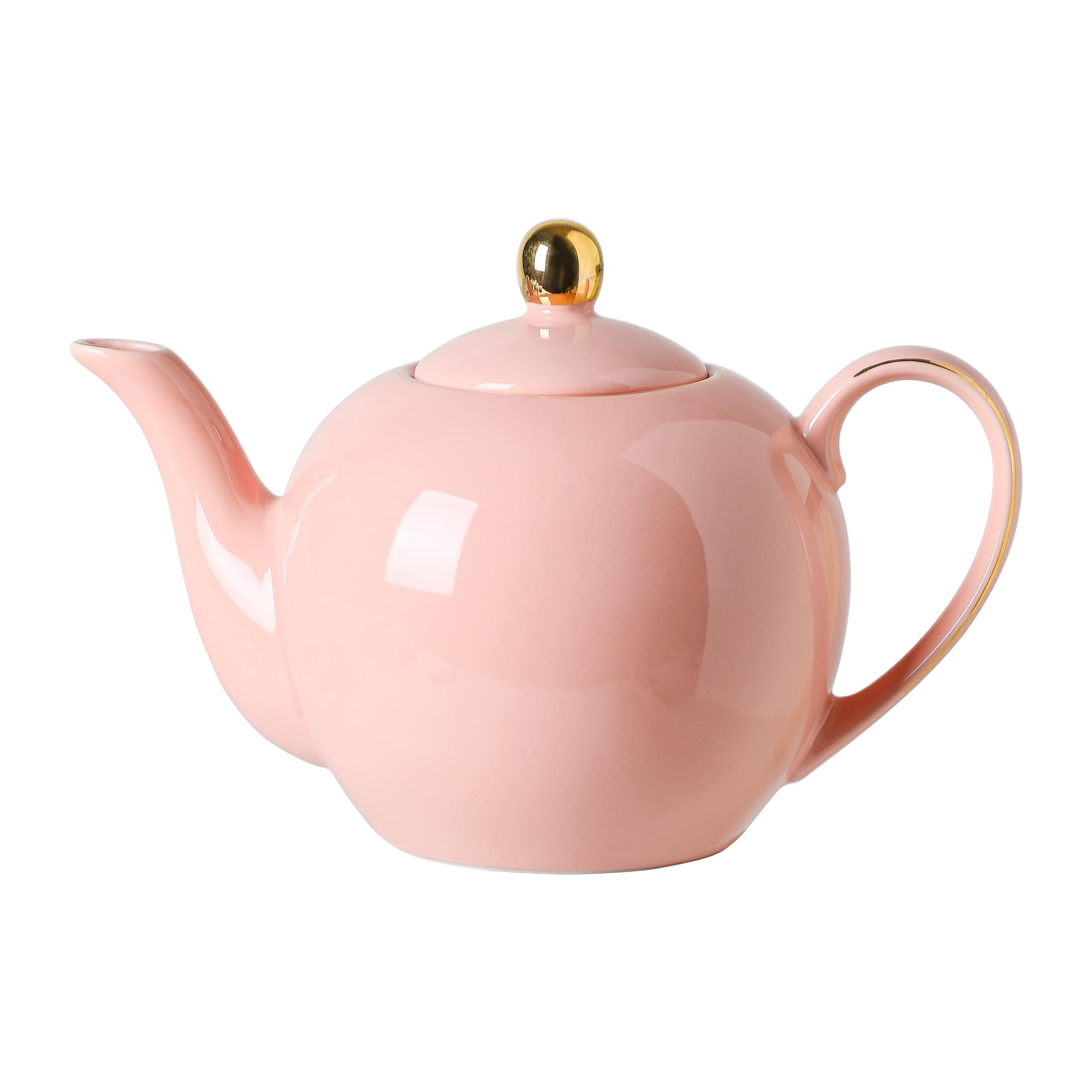 30oz Pink Porcelain Teapot, Blush Ceramic Teapot with Gold Trim, Romantic Teapot for Loose Leaf T... | Amazon (US)